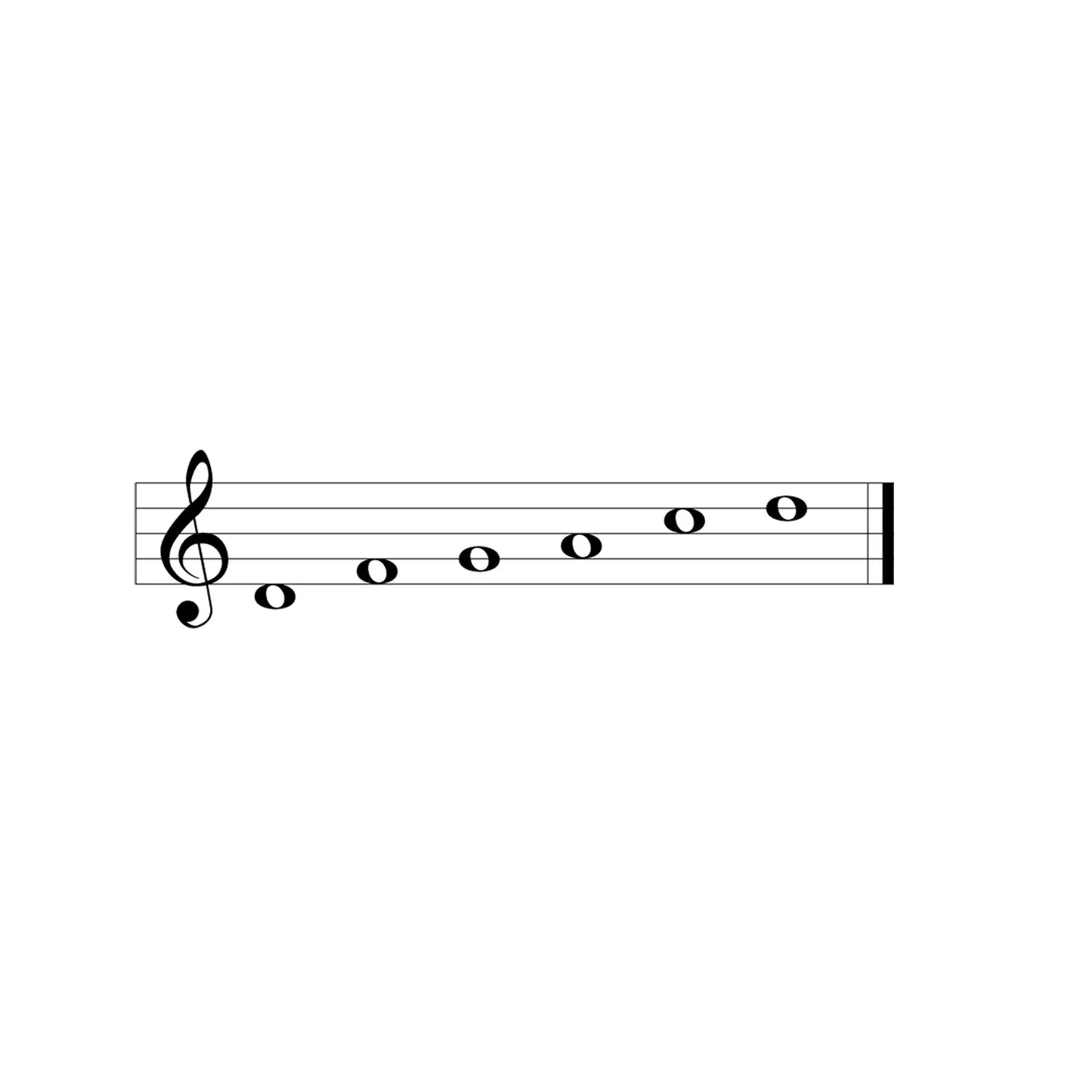Music staff with clef and notes on a white background, pentatonic scale for the Woodstock Seascapes Chime in size Large.