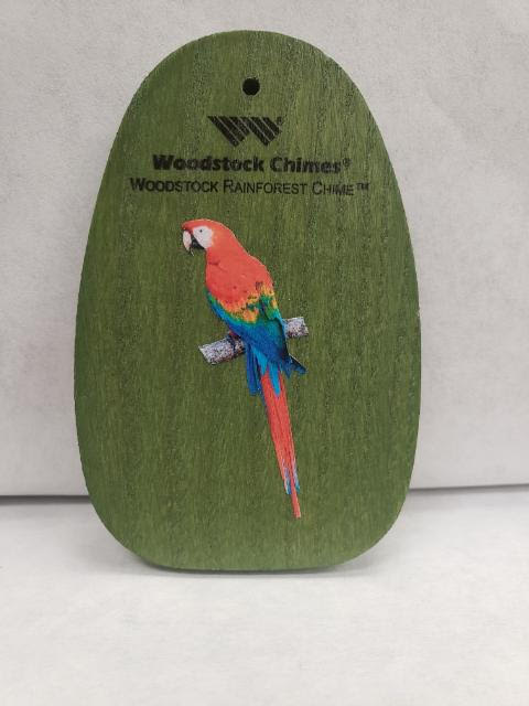 Woodstock Rainforest 24-Inch green wash WIND SAIL painted with a vivid scarlet macaw motif