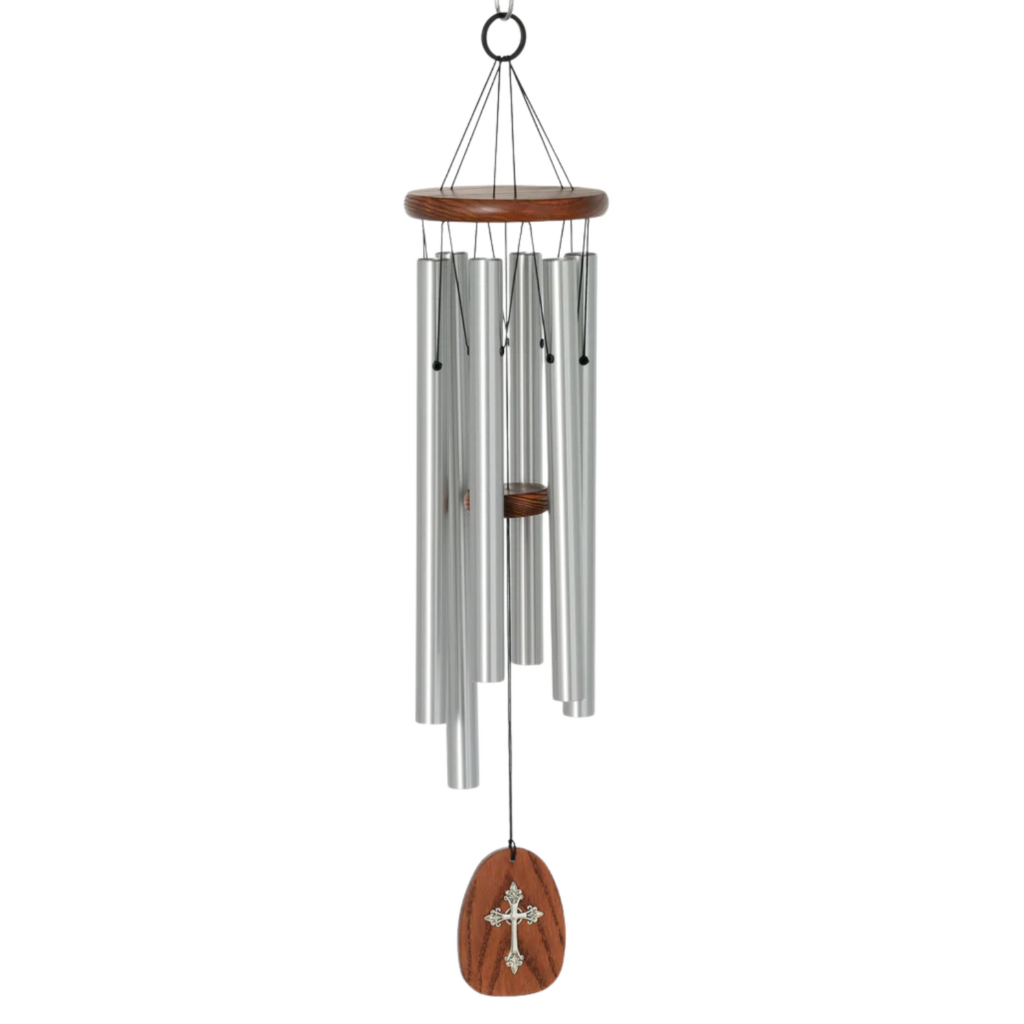 Amazing Grace 24 Inch Silver Cross Wind Chime