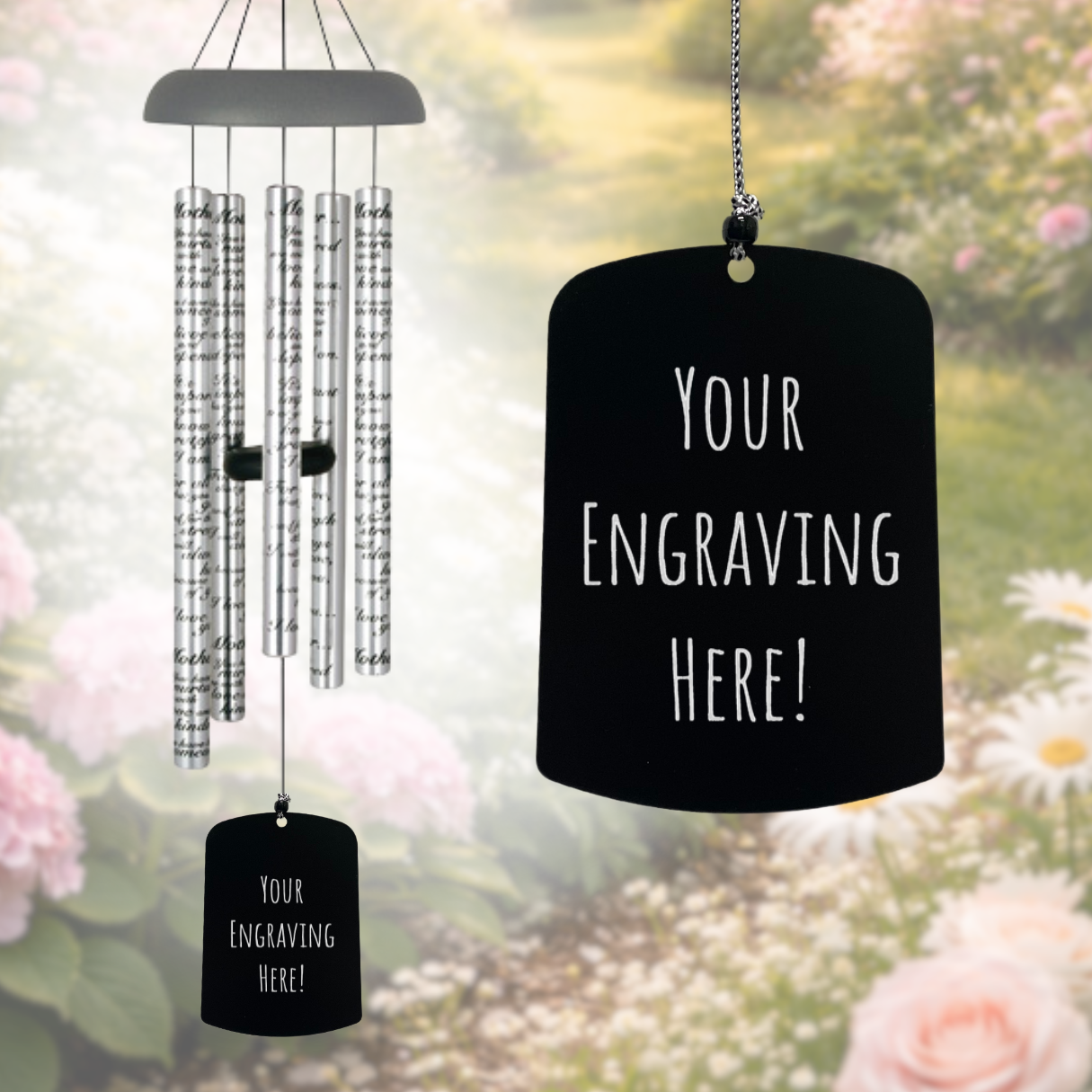 Carson Home Accents Mother 30 inch Sonnet wind chime with sentimental message for mom and customizable engraving wind sail