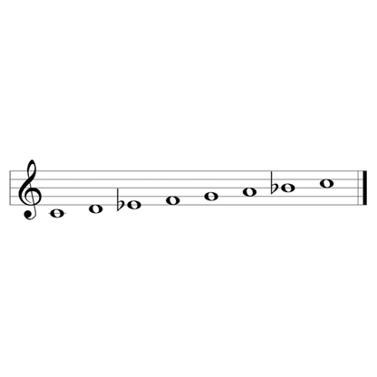 Music staff with notes on a white background, alto for the Gregorian Chimes Alto wind chime.