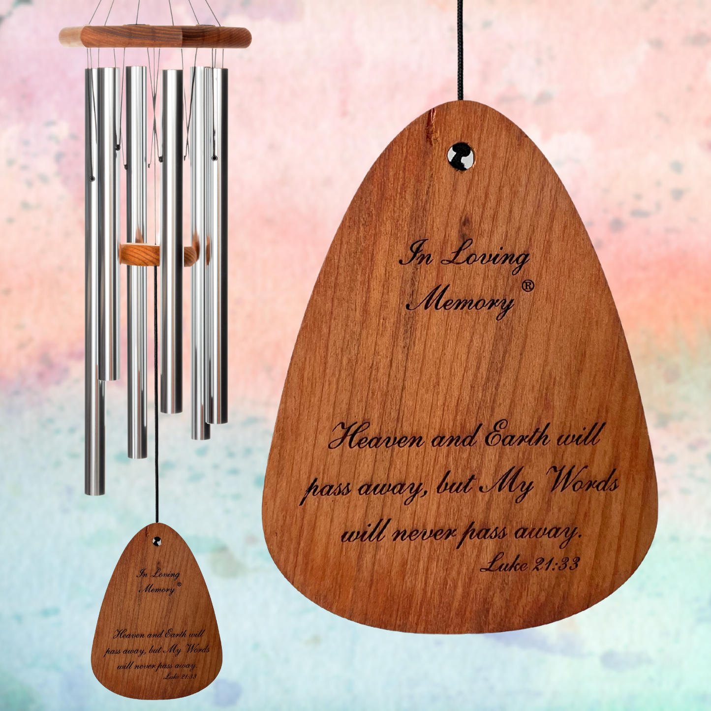 'In Loving Memory' 35 Inch Silver Wind Chime