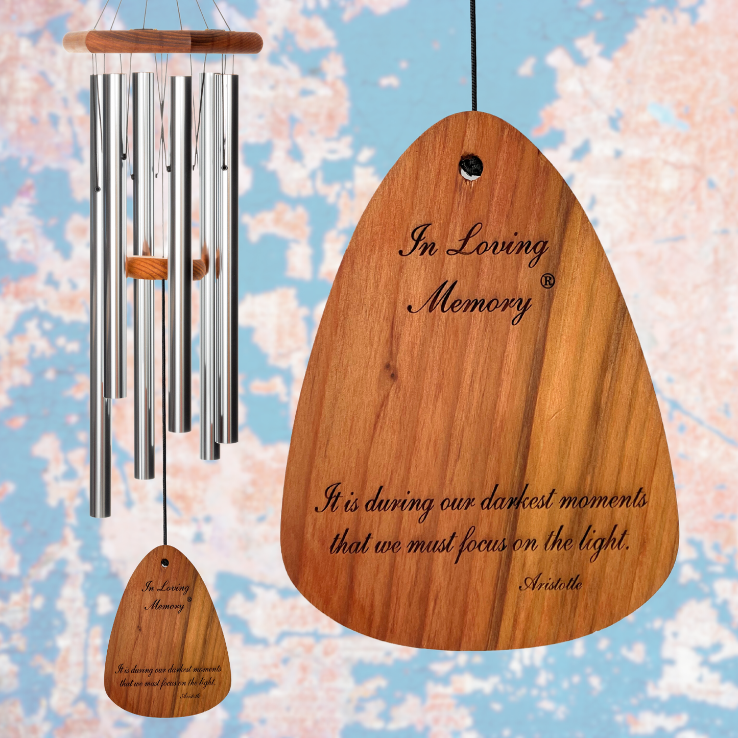 'In Loving Memory' 35 Inch Silver Wind Chime