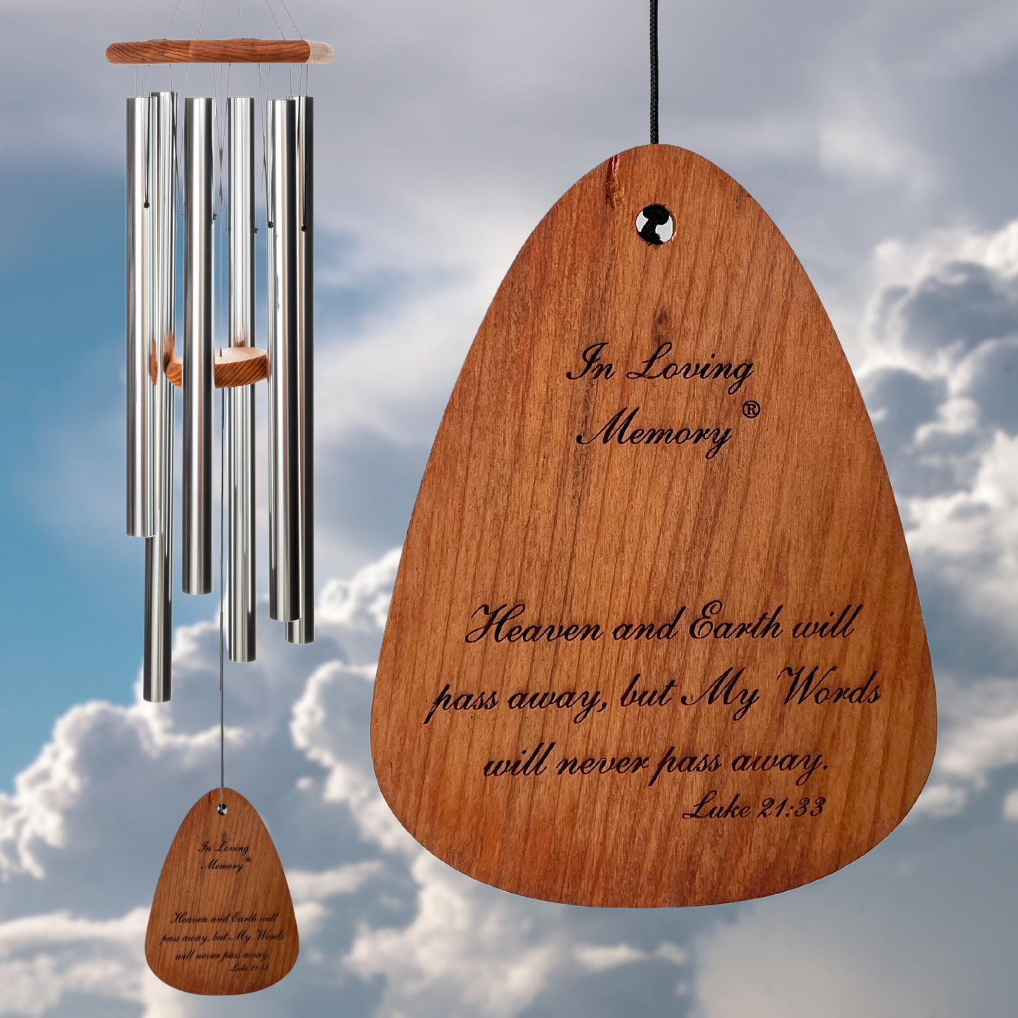 'In Loving Memory' 42 Inch Silver Wind Chime