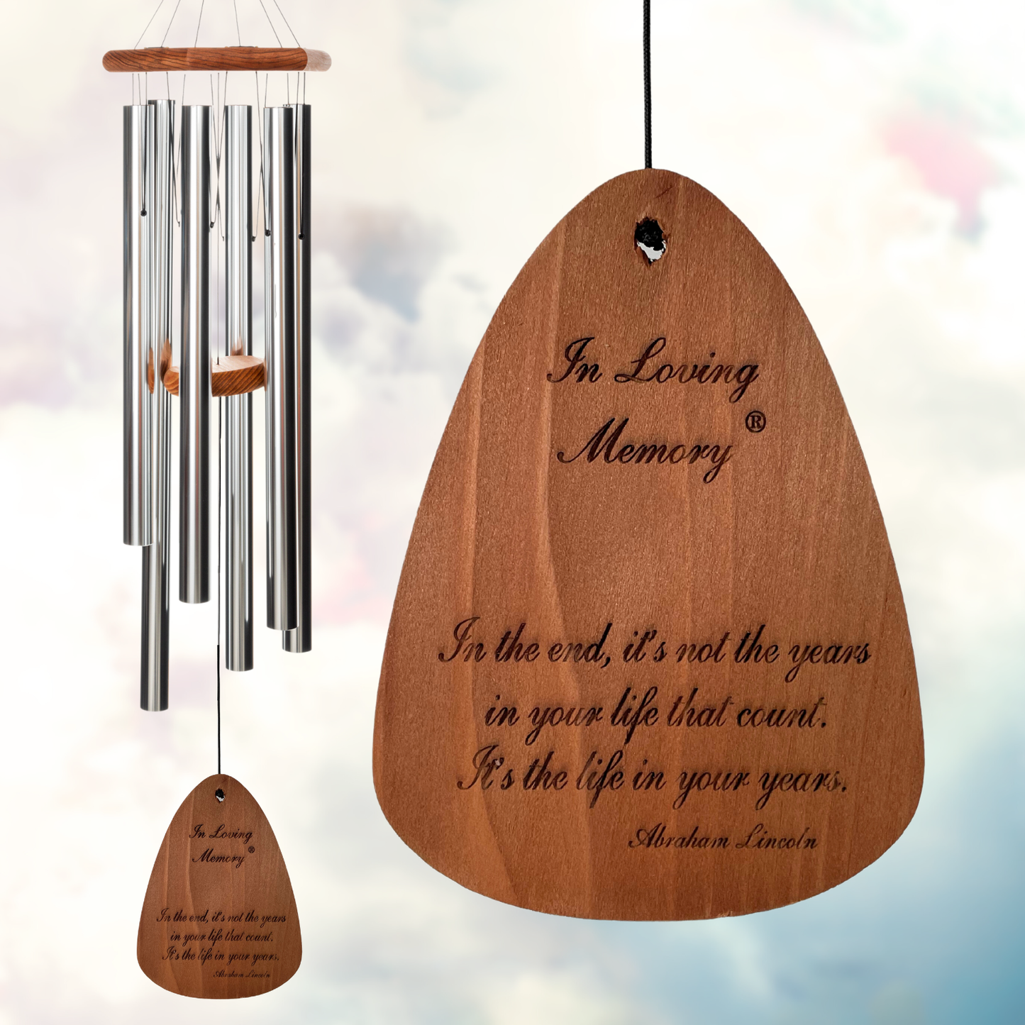 'In Loving Memory' 42 Inch Silver Wind Chime
