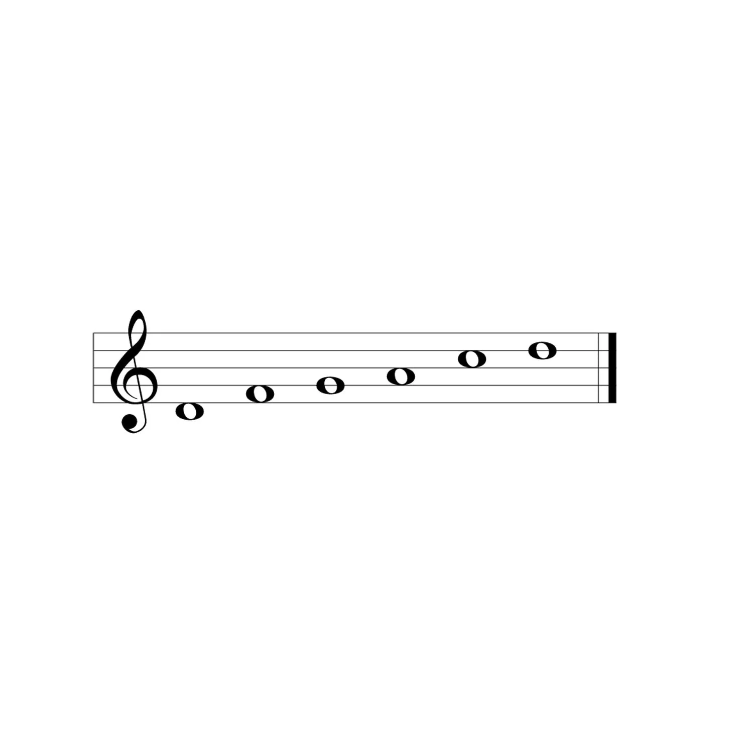 Music staff with clef and notes on a white background, pentatonic scale for the Woodstock Seascapes Chime in size Large.