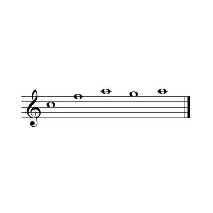 Music staff with clef and notes on a white background, depicting the first notes of the popular folk song Amazing Grace